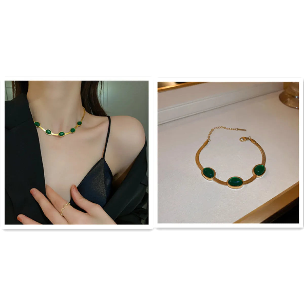 Green Stone Multilayer Necklace