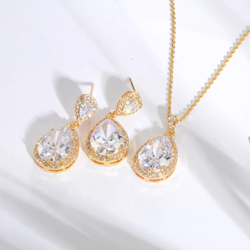 Zircon Water Drop Jewelry Set