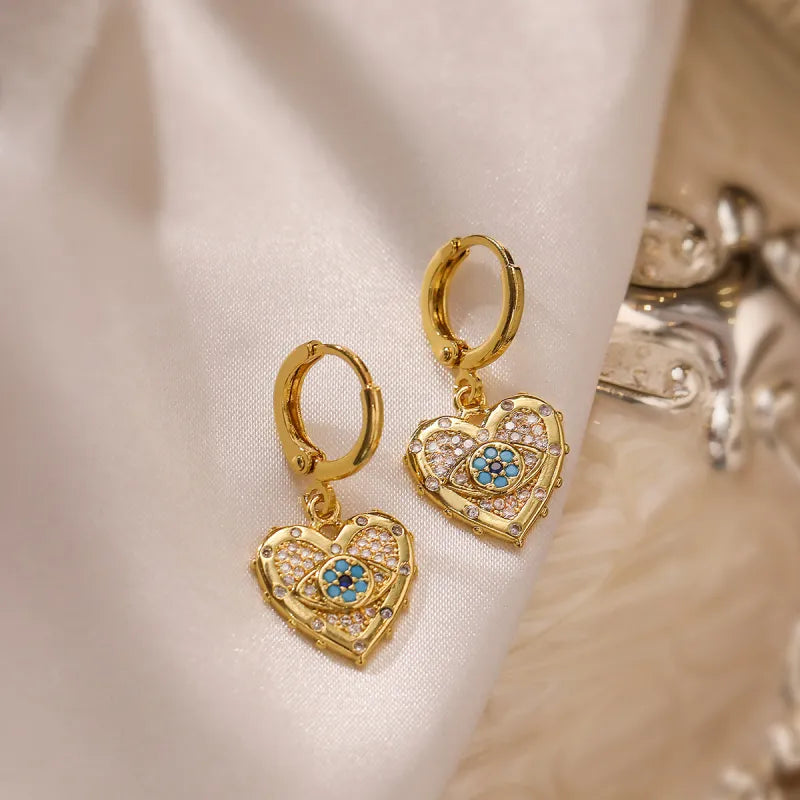 Gold Heart Zircon Jewelry Set