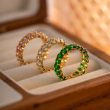 Colorful Copper CZ Oval Rings