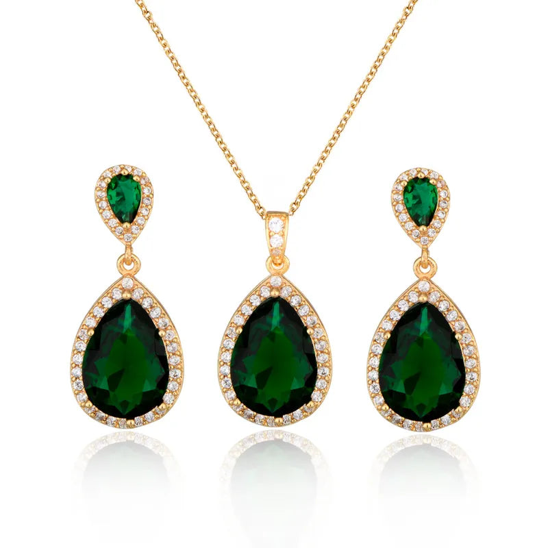 Zircon Water Drop Jewelry Set