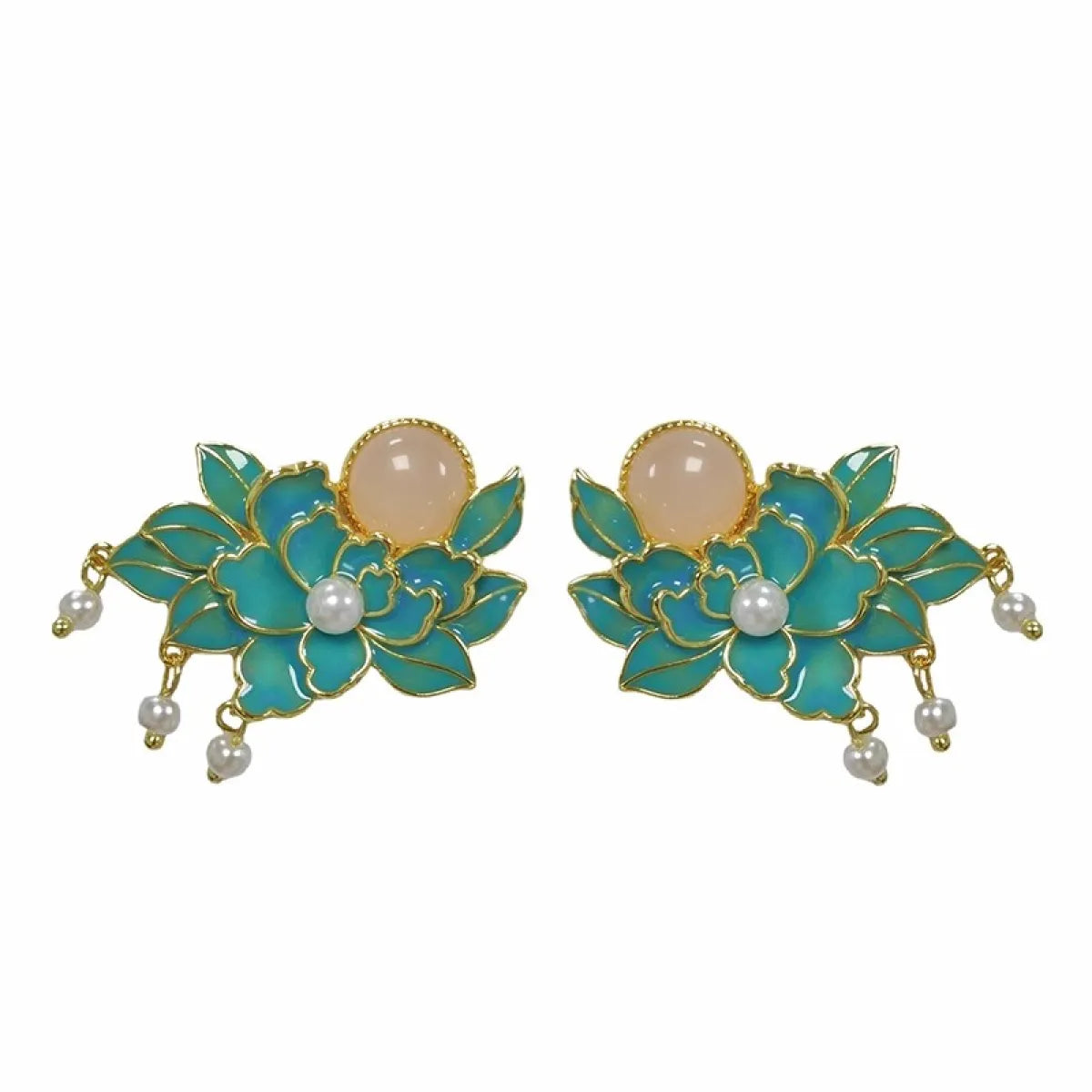 Handmade Peony Pearl Earrings