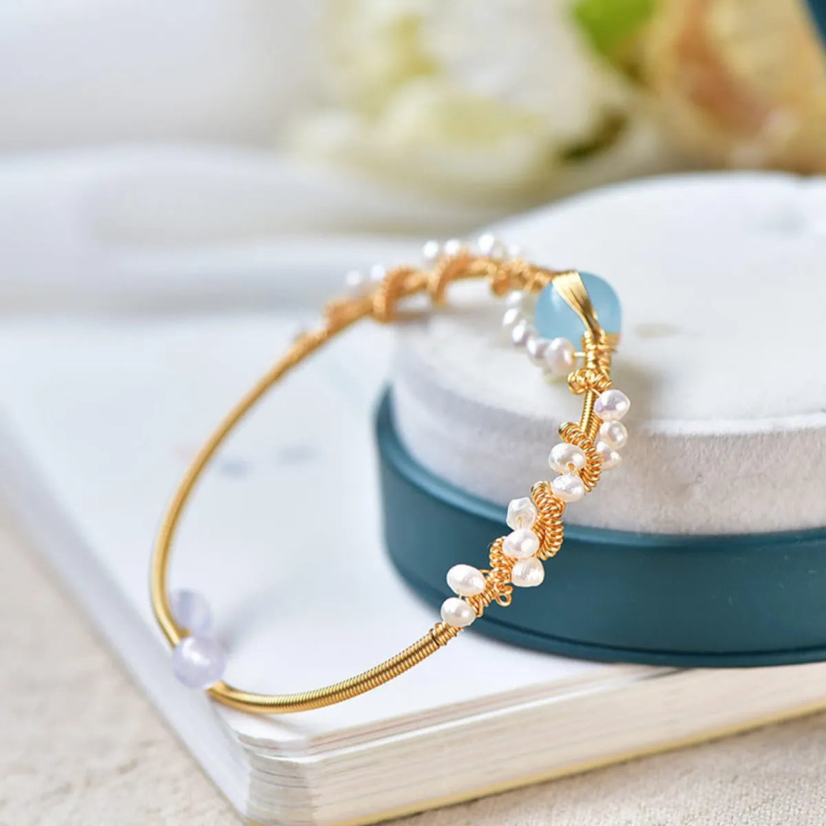 Gold Plated Pearl Cuff Bracelet